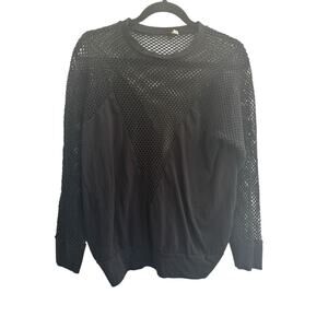 Emma and Sam Small black Laser Cut mesh grunge gothic Top Long Sleeve #4583
